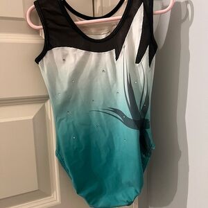 Stylish Teal and Black Kids Leotard with Gems!
